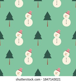 Vector de nieve verde claro y árboles navideños de fondo constante. Perfecto para los proyectos de tela, scrapbooking y papel de fiesta.