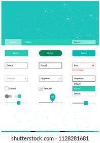 Light Green vector style guide with triangles, circles. Colorful ui/ux kit with triangles, circles in header. Simple colorful design for websites.