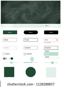 Light Green vector style guide with sky stars. Colorful ui/ux kit with header consisted of clouds & stars. This template you can use for landing pages.