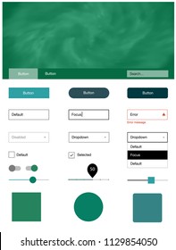 Light Green vector style guide with sky stars. Beautiful ui ux kit with colorful sky in its header. This template you can use for landing pages.