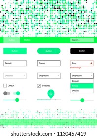 Light Green vector style guide with circles. Web ui kit with abstract gradient circles in its header. Simple colorful design for websites.