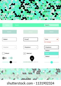 Light Green vector style guide with circles. Web ui kit with abstract gradient circles in its header. This sample is for your landing page.
