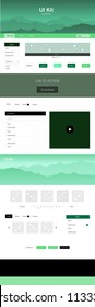 Light Green vector style guide with mountains. Web ui kit with abstract gradient hills in its header. Simple colorful design for tourist websites.