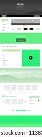 Light Green vector style guide with mountains. Colorful ui/ux kit with header consisted of hills & rocks. Template for landing pages of leisure.