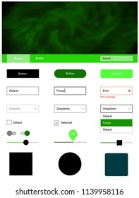 Light Green vector style guide with sky stars. Simple Material Design Kit with colorful clouds in header. This template you can use for landing pages.