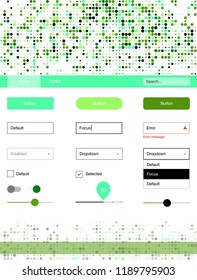Light Green vector style guide with circles. Beautiful ui ux kit with colorful dots in its header. Modern template for your landing page.