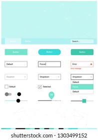 Light Green vector style guide with triangles, circles. Simple Material Design Kit with colorful triangles, circles. This template you can use for websites.