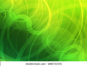 Light Green vector template with abstract lines. Shining illustration, which consist of blurred lines, circles. Brand new design for your ads, poster, banner.