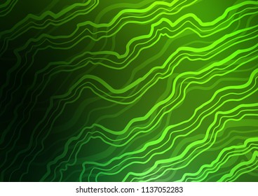 Light Green vector template with bent lines. Modern gradient abstract illustration with bandy lines. Textured wave pattern for backgrounds.