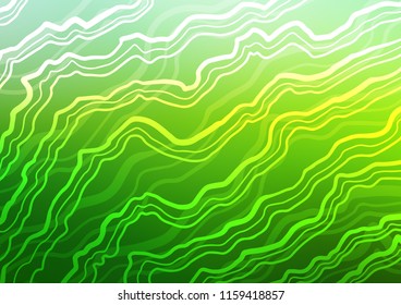 Light Green vector template with bent lines. Blurred geometric sample with gradient bubbles.  Brand new design for your ads, poster, banner.