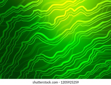 Light Green vector template with bent lines. Colorful abstract illustration with gradient lines. The elegant pattern for brand book.
