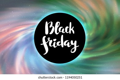 Light Green vector template with a black hole, space. Gradient colorful illustration with a black hole, stars. Template for Black Friday sales.