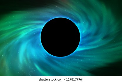 Light Green vector template with a black hole, space. Colorful illustration of a black hole on a starry backdrop. Black Friday design for ads, commercials.