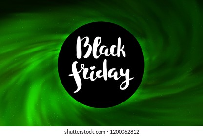 Light Green vector template with a black hole, space. Colorful black hole with shining night sky stars. Pattern for posters, banners of sales.