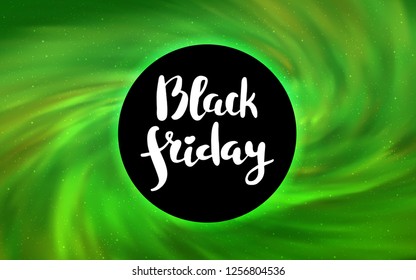 Light Green vector template with a black hole, space. Illustration with colorful milky way stars and a black hole. Backdrop for super sales on Black Friday.