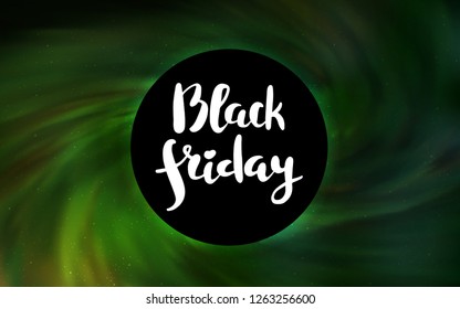 Light Green vector template with a black hole, space. Gradient colorful illustration with a black hole, stars. Backdrop for Black Friday promotions.