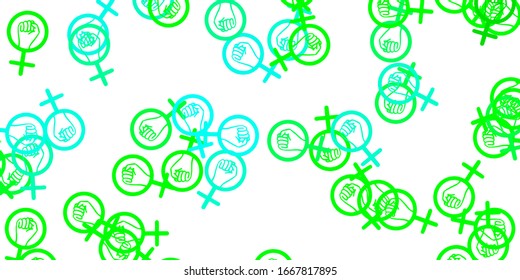 Light Green vector template with businesswoman signs. Abstract illustration with a depiction of women's power. Best design to show the power of women.