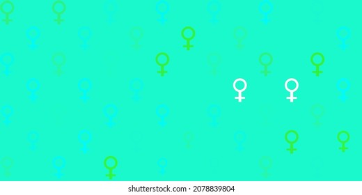 Light Green vector template with businesswoman signs. Colorful feminism symbols with a gradient in modern style. Simple design for your web site.