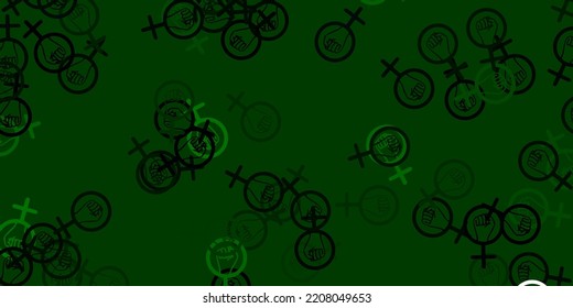 Light Green vector template with businesswoman signs. Illustration with signs of women's strength and power. Background for International Women’s Day.