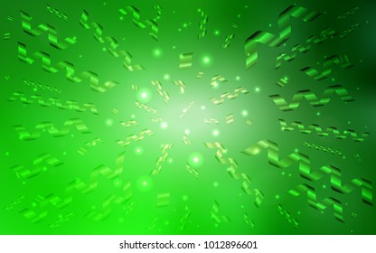 Light Green vector template with carnival confetti. Decorative shining illustration with ribbons on abstract template. The pattern can be used for birthday gifts, congratulations.