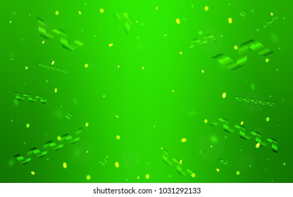 Light Green vector template with carnival confetti. Confetti on blurred abstract background with colorful gradient. The pattern can be used for birthday gifts, congratulations.