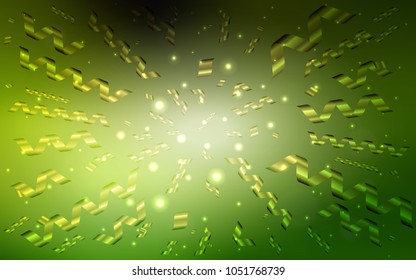 Light Green vector template with carnival confetti. Beautiful colored illustration with ribbon in celebration style. New design for ad, poster, banner of your Party.