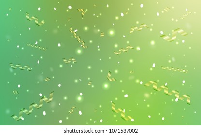 Light Green vector template with carnival confetti. Glitter abstract illustration with colorful confetti, ribbons. The template can be used as a background for postcards.