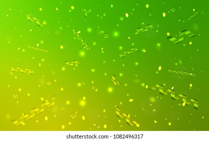 Light Green vector template with carnival confetti. Glitter abstract illustration with colorful confetti, ribbons. The pattern can be used for carnival, festival leaflets.