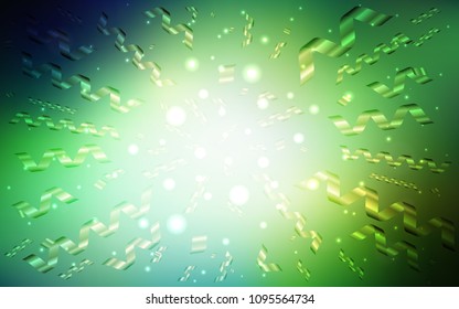 Light Green vector template with carnival confetti. Modern geometrical abstract illustration with carnival ribbons. The pattern can be used for carnival, festival leaflets.