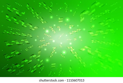 Light Green vector template with carnival confetti. Decorative shining illustration with ribbons on abstract template. New design for ad, poster, banner of your Party.