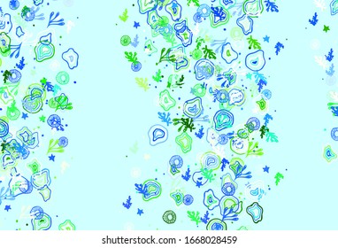 Plantilla vectorial verde claro con formas caóticas. Ilustración sencilla de color con formas abstractas de degradado. Diseño elegante para tapizados.