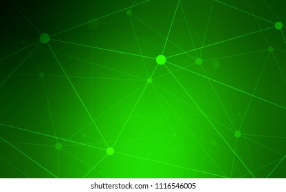 Light Green vector template with circles, triangles. Glitter abstract illustration with connection of triangle structure. Pattern can be used for futuristic ad, booklets.