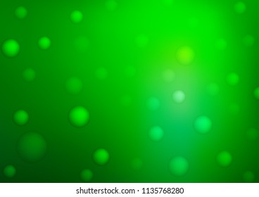 Light Green vector template with circles. Glitter abstract illustration with blurred drops of rain. The pattern can be used for aqua ad, booklets.