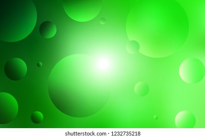 Light Green vector template with circles. Blurred bubbles on abstract background with colorful gradient. Completely new template for your brand book.