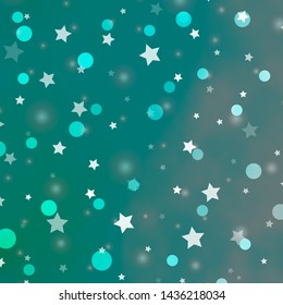 Light Green vector template with circles, stars. Illustration with set of colorful abstract spheres, stars. Pattern for design of fabric, wallpapers.