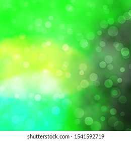 Light Green vector template with circles. Colorful illustration with gradient dots in nature style. Pattern for websites.