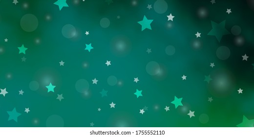 Light Green vector template with circles, stars. Abstract illustration with colorful spots, stars. Template for business cards, websites.