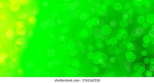 Plantilla de vector verde claro con círculos. Resumen de discos coloridos sobre un fondo de degradado simple. Patrón para anuncios comerciales.