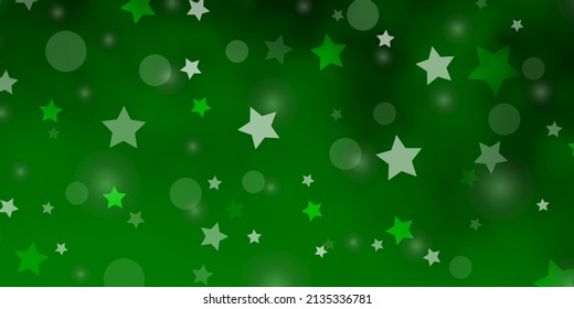 Light Green vector template with circles, stars. Illustration with set of colorful abstract spheres, stars. Pattern for design of fabric, wallpapers.