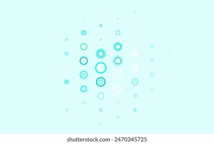Plantilla de Vector verde claro con círculos. Ilustración abstracta brillante con gotas de lluvia borrosa. Patrón para anuncios, folletos.