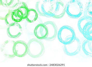 Plantilla de Vector verde claro con círculos. Hermosa ilustración de colores con círculos borrosos en estilo natural. Diseño para su anuncio de empresa.