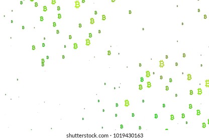 Light Green vector template with cryptocurrency. Blurred design in simple style with symbols of Bitcoins. Smart design for your business advert of economic, wealth.