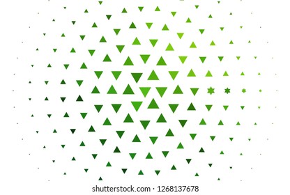 Light Green vector template with crystals, triangles. Glitter abstract illustration with triangular shapes. Modern template for your landing page.