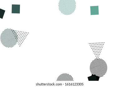 Light Green vector template with crystals, circles, squares. Decorative design in abstract style with lines, dots, cubes. Pattern for commercials.