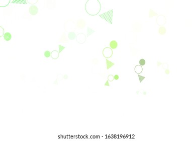 Light Green vector template with crystals, circles. Glitter abstract illustration with spheres, triangular lines. Template for wallpapers.