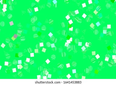 Light Green vector template with crystals, circles, squares. Abstract gradient illustration with circles, triangles, cubes. Pattern for booklets, leaflets
