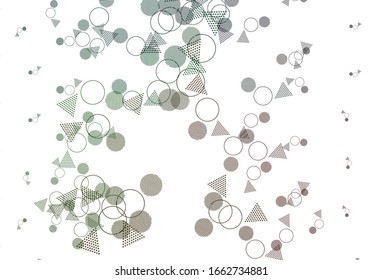 Light Green vector template with crystals, circles. Illustration with set of colorful circles, triangles. Pattern for commercials.