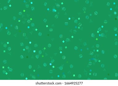 Light Green vector template with crystals, circles, squares. Abstract gradient illustration with circles, triangles, cubes. Smart design for your adverts.