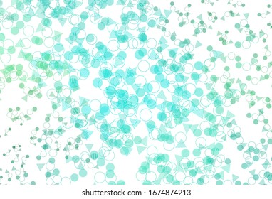 Light Green vector template with crystals, circles. Decorative design in abstract style with lines, dots. Template for wallpapers.