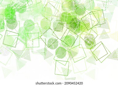 Light Green vector template with crystals, circles, squares. Illustration with set of colorful circles, triangles, squares. Modern template for landing page.